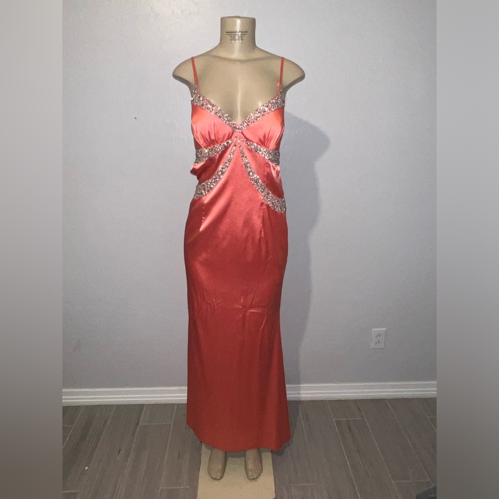 Sean Couture Peach Evening Dress